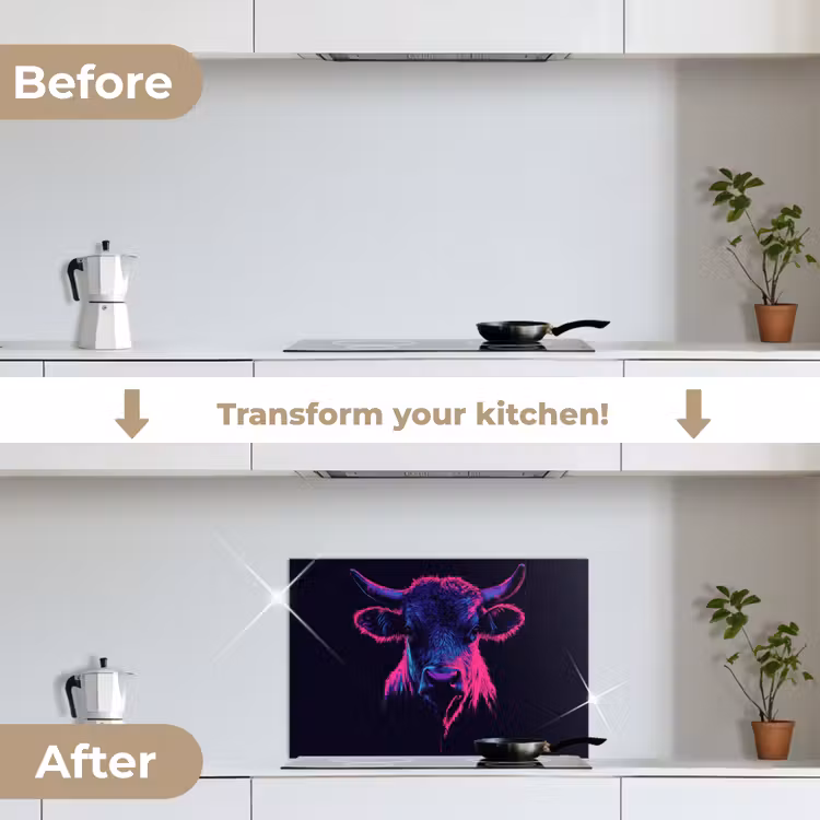 Kitchen splashback for hob - Taurus - Neon - Black - Color — 7