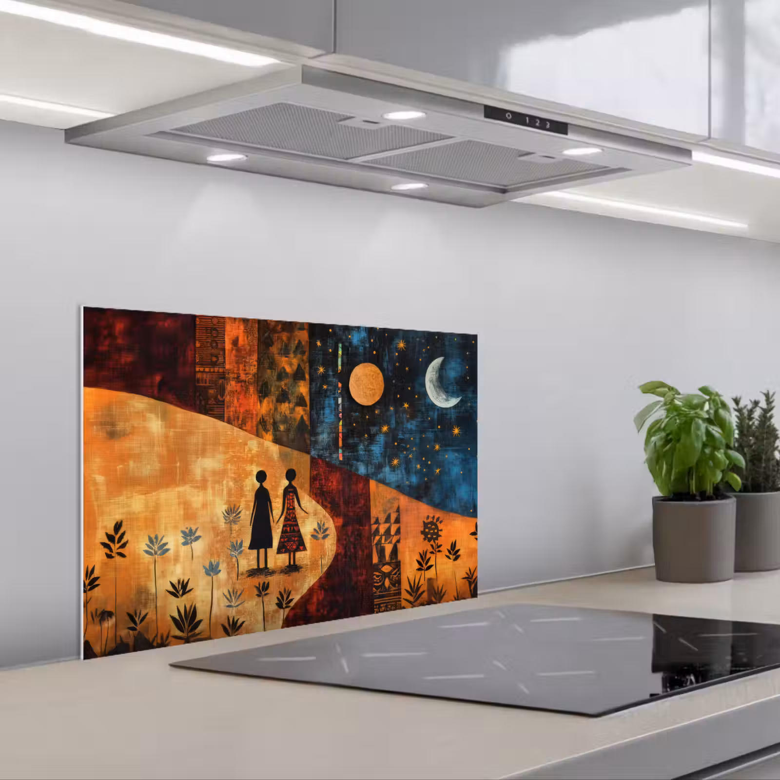 Kitchen splashback for hob - Silhouettes - Abstract - Sun - Moon — 1