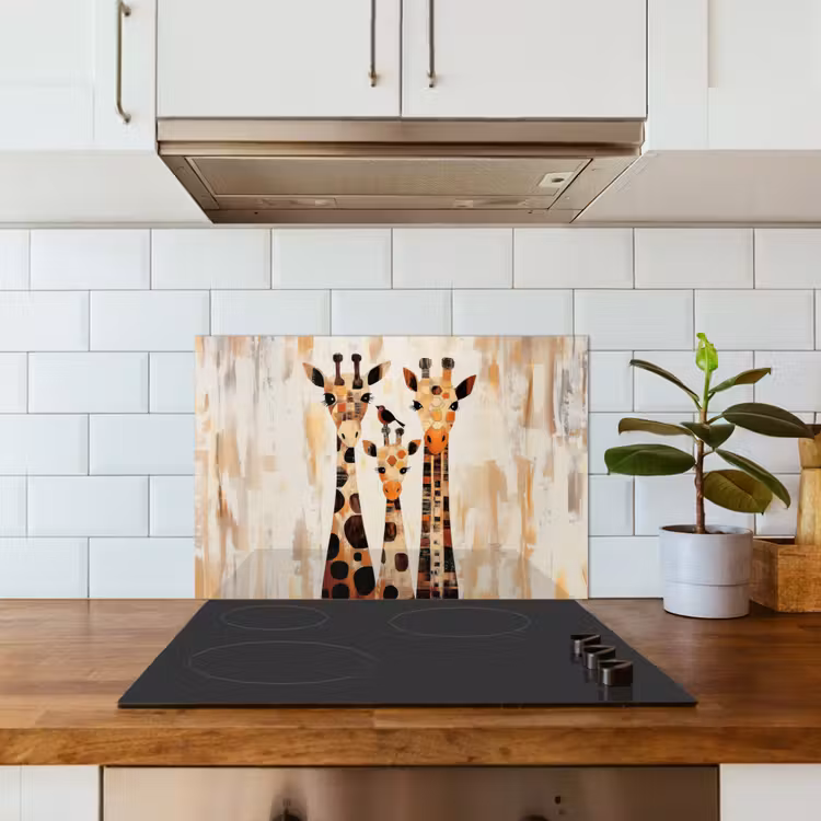 Kitchen splashback for hob - Giraffes - Cartoon - Cream — 3