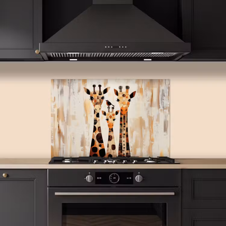 Kitchen splashback for hob - Giraffes - Cartoon - Cream — 5