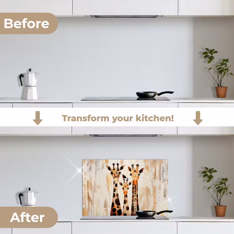 Kitchen splashback for hob - Giraffes - Cartoon - Cream — 7