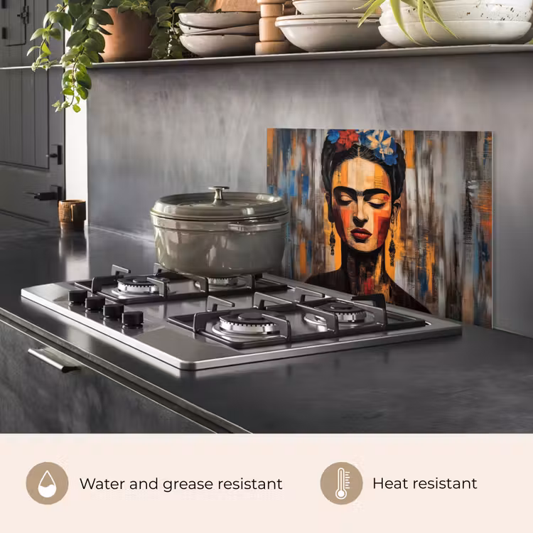 Kitchen splashback for hob - Portrait - Woman - Flowers — 2