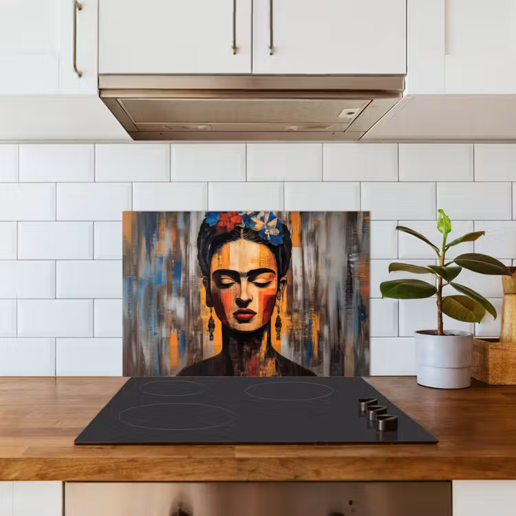 Kitchen splashback for hob - Portrait - Woman - Flowers — 3