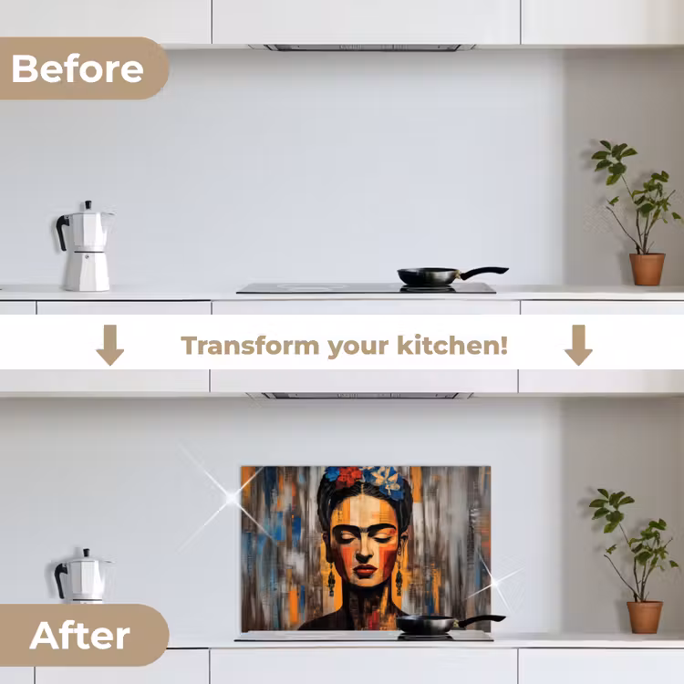 Kitchen splashback for hob - Portrait - Woman - Flowers — 7