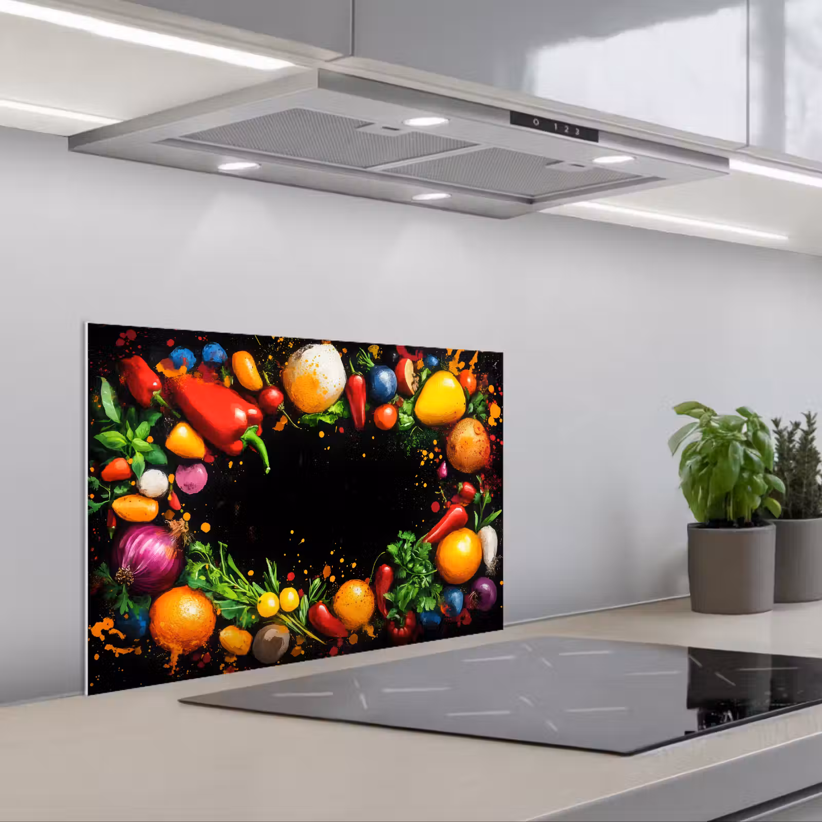 Kitchen splashback for hob - Vegetables - Graffiti - Colorful - Cooking - Abstract — 1