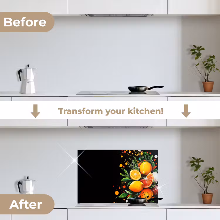 Kitchen splashback for hob - Lemons - Black - Herbs - Graffiti - Paint — 7