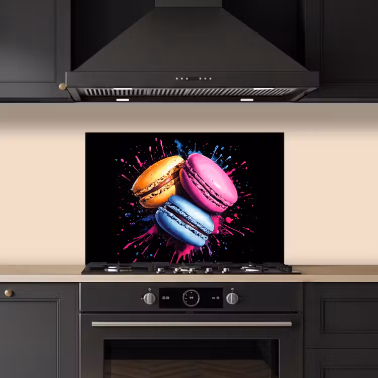 Kitchen splashback for hob - Macarons - Dessert - Graffiti - Colorful - Pink - Blue - Yellow — 5