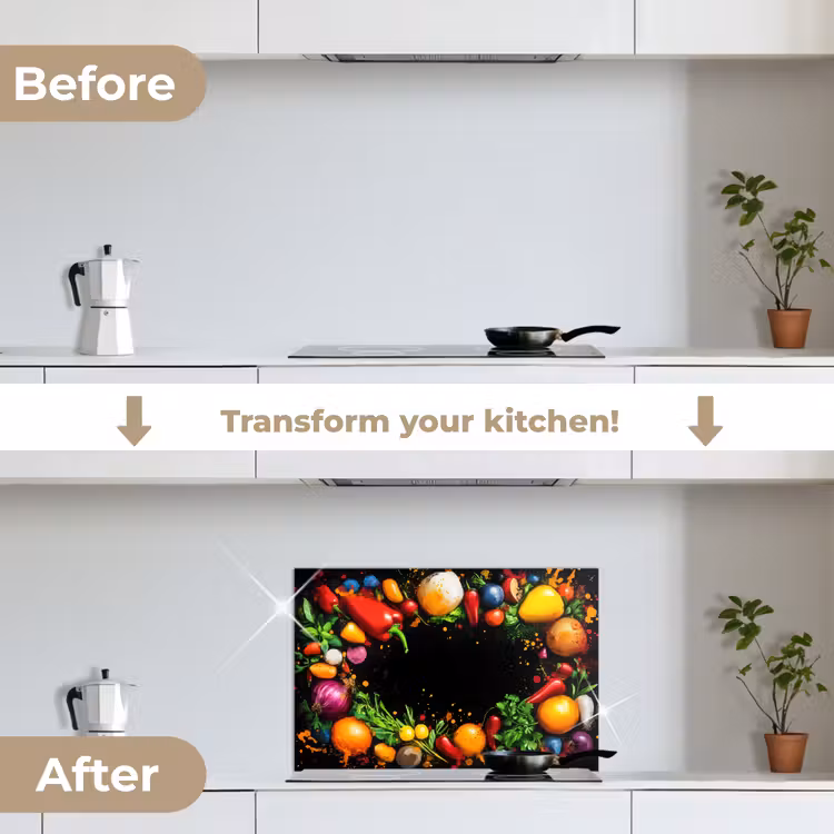 Kitchen splashback for hob - Vegetables - Graffiti - Colorful - Cooking - Abstract — 7