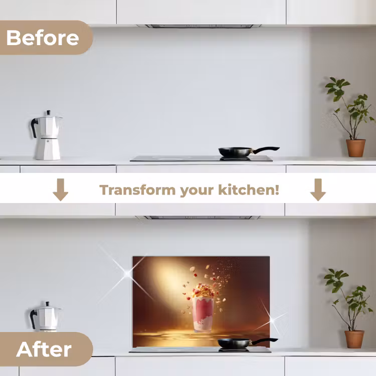 Kitchen splashback for hob - Raspberry - Smoothie - Drink - Pink — 7