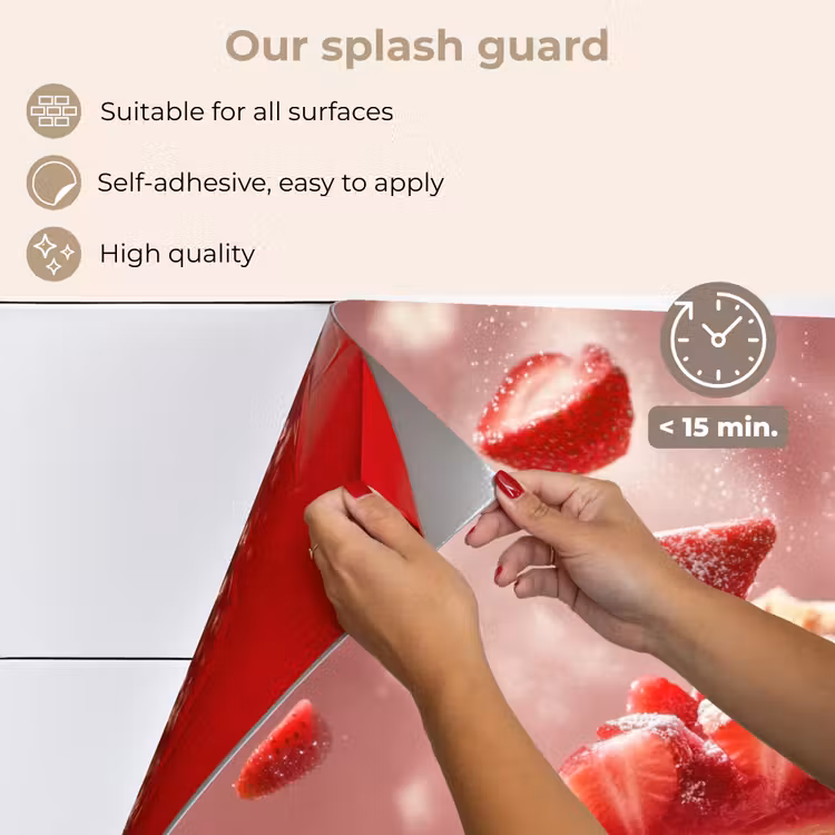 Kitchen splashback for hob - Strawberry - Cake - Food - Pink — 4