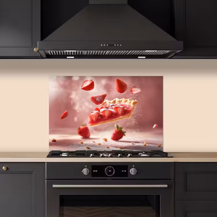 Kitchen splashback for hob - Strawberry - Cake - Food - Pink — 5