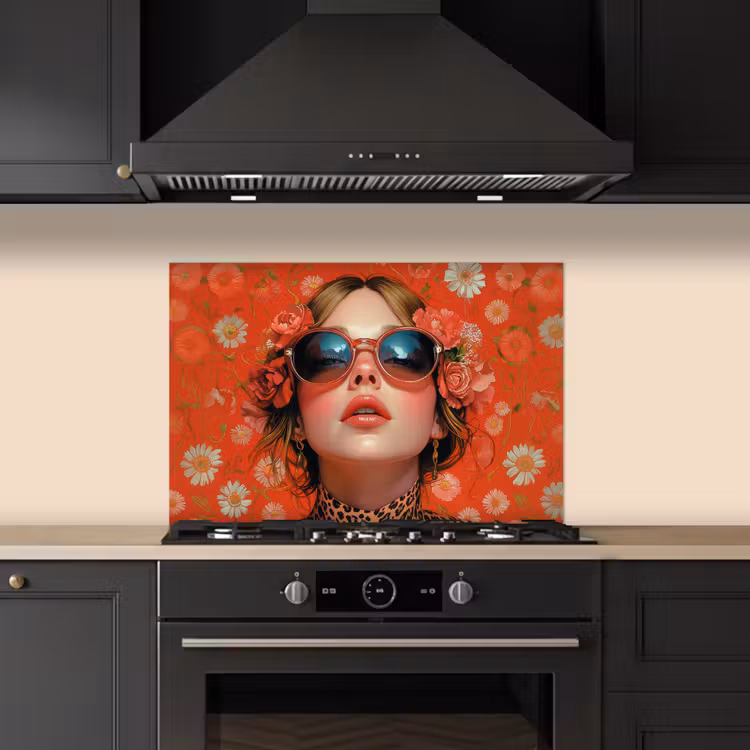 Kitchen splashback for hob - Woman - Colorful - Animal print - Flowers — 5