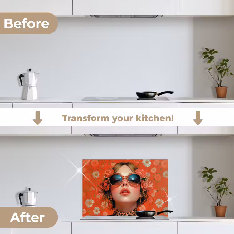 Kitchen splashback for hob - Woman - Colorful - Animal print - Flowers — 7