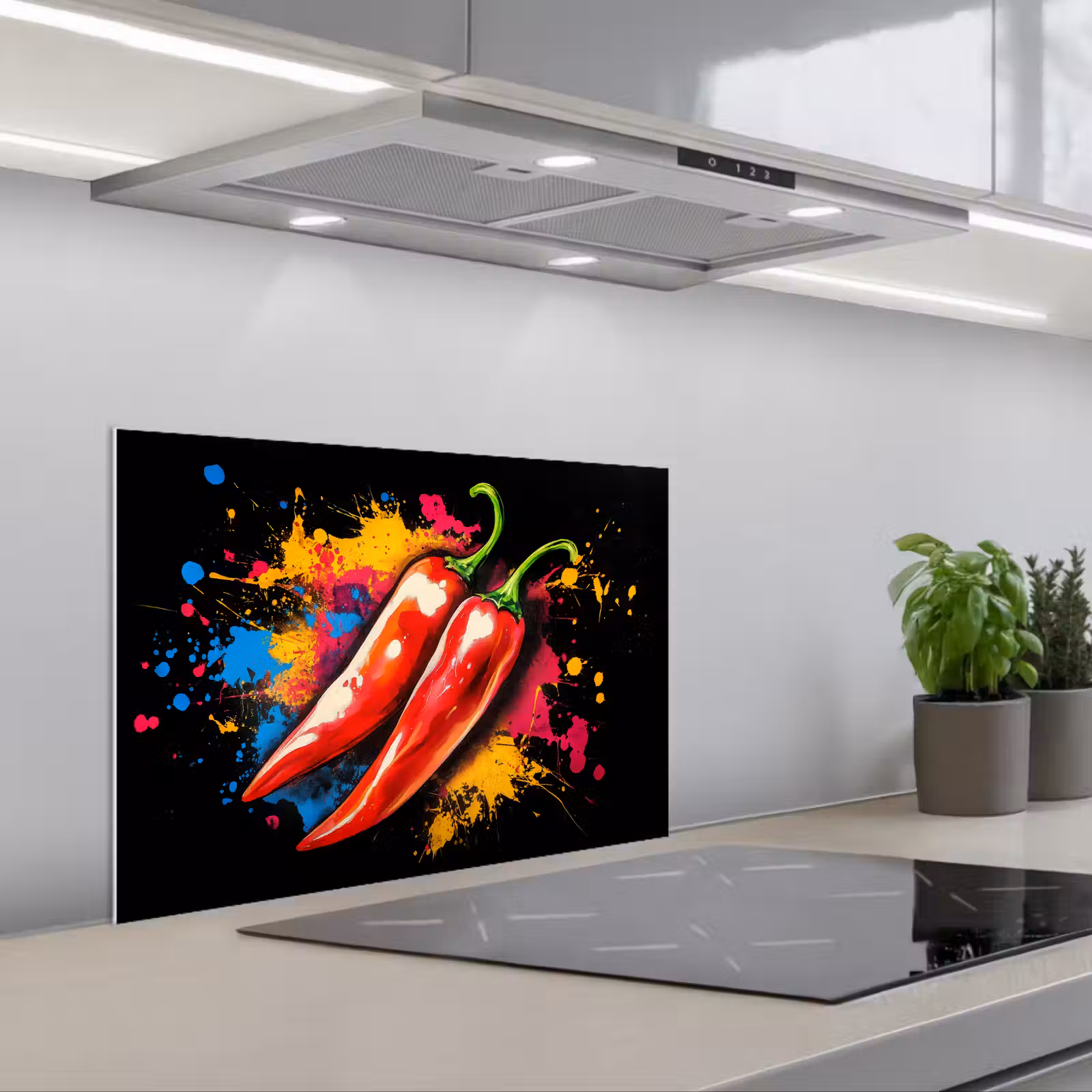 Kitchen splashback for hob - Pepper - Graffiti - Paint - Abstract - Modern - Colorful — 1