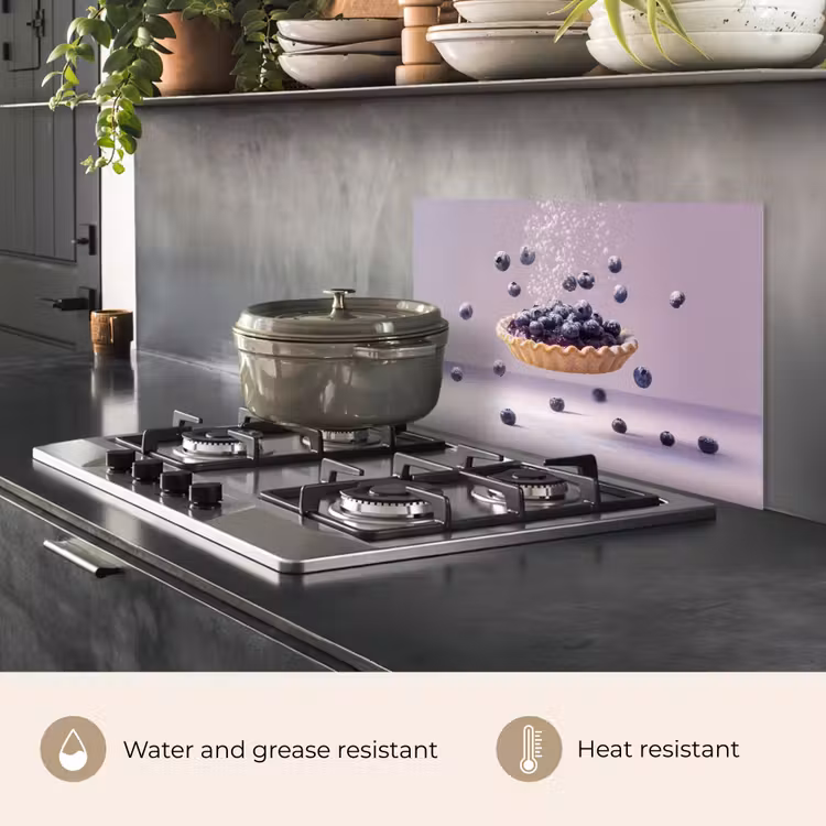 Kitchen splashback for hob - Food - Pie - Berries - Blue — 2