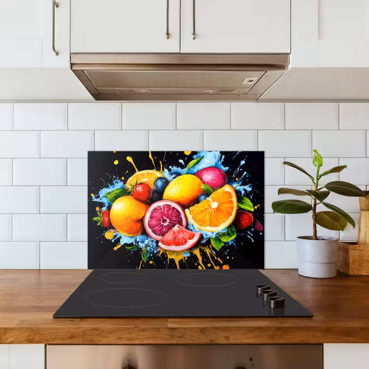 Kitchen splashback for hob - Fruit - Graffiti - Colorful - Orange - Strawberry - Abstract — 3