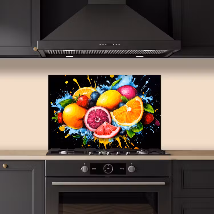 Kitchen splashback for hob - Fruit - Graffiti - Colorful - Orange - Strawberry - Abstract — 5