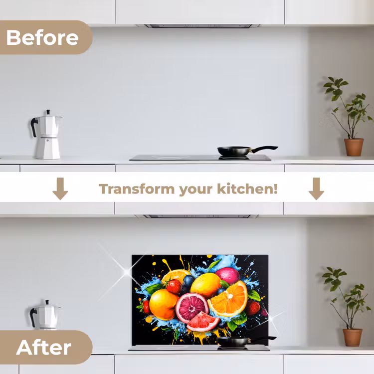 Kitchen splashback for hob - Fruit - Graffiti - Colorful - Orange - Strawberry - Abstract — 7