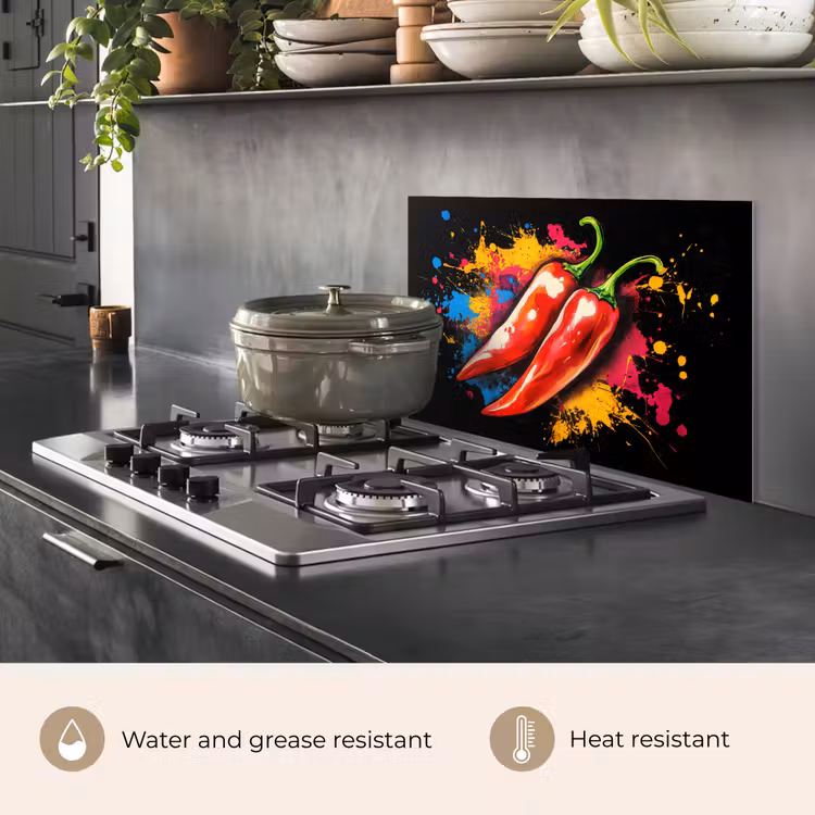 Kitchen splashback for hob - Pepper - Graffiti - Paint - Abstract - Modern - Colorful — 2