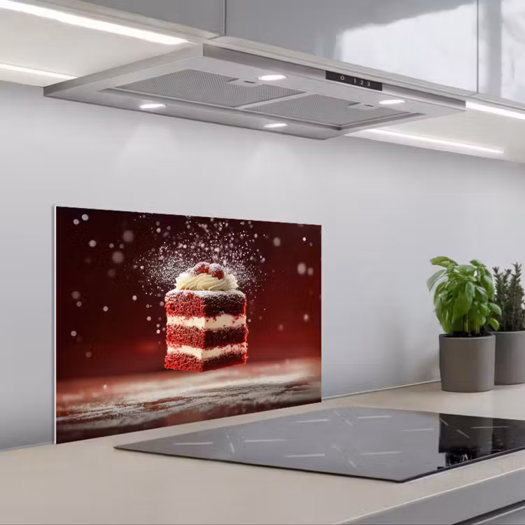 Kitchen splashback for hob - Red - Velvet - Cake - Food — 1