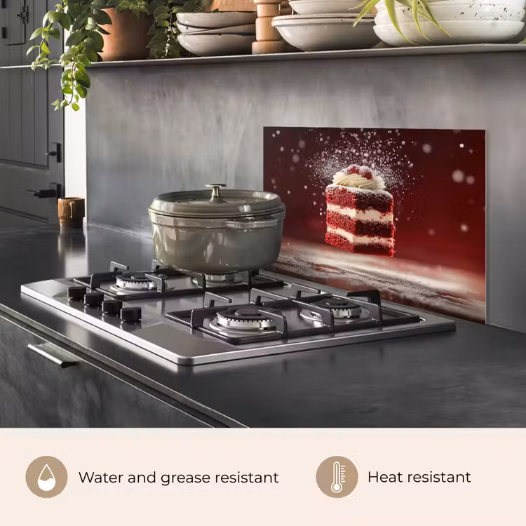 Kitchen splashback for hob - Red - Velvet - Cake - Food — 2