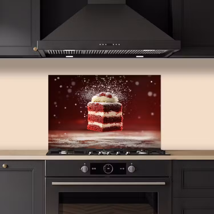 Kitchen splashback for hob - Red - Velvet - Cake - Food — 5