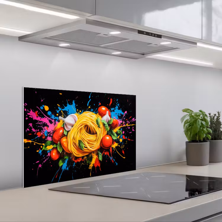 Kitchen splashback for hob - Spaghetti - Graffiti - Paint - Colorful - Food - Modern — 1