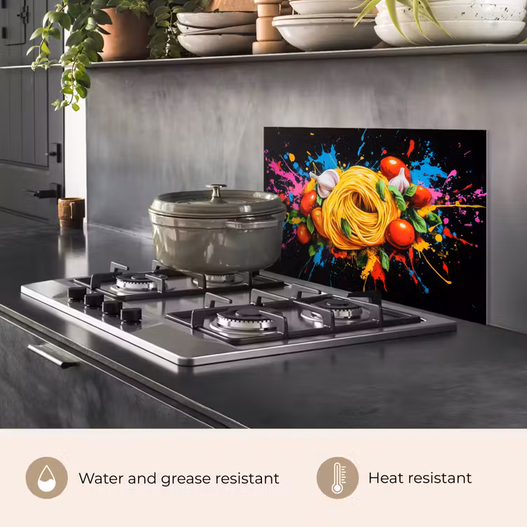 Kitchen splashback for hob - Spaghetti - Graffiti - Paint - Colorful - Food - Modern — 2