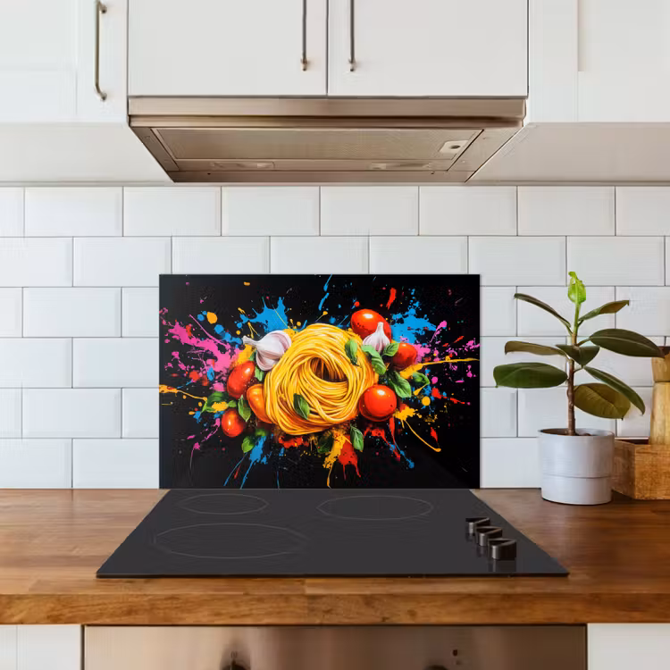 Kitchen splashback for hob - Spaghetti - Graffiti - Paint - Colorful - Food - Modern — 3