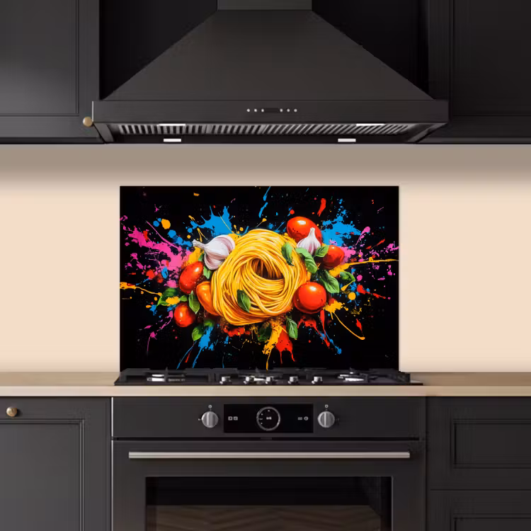 Kitchen splashback for hob - Spaghetti - Graffiti - Paint - Colorful - Food - Modern — 5