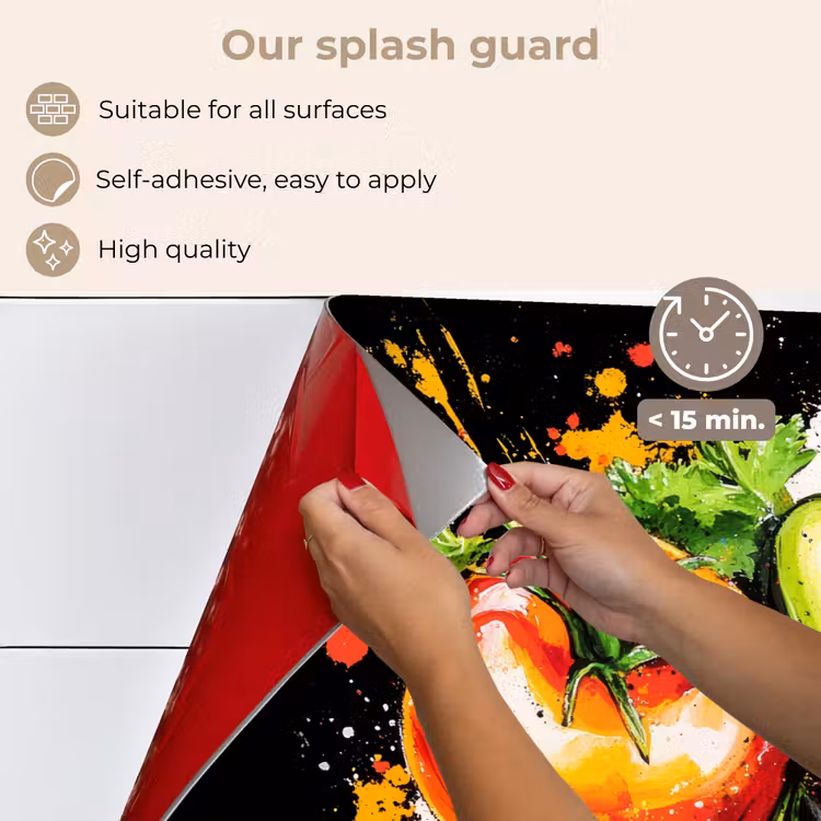 Kitchen splashback for hob - Tomato - Avocado - Pepper - Graffiti - Paint - Modern — 4