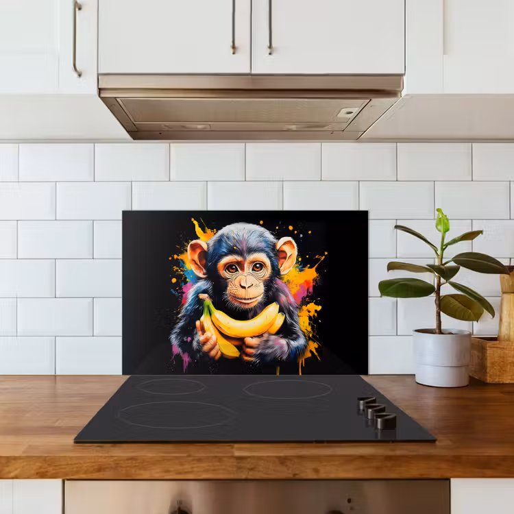 Kitchen splashback for hob - Monkey - Graffiti - Colorful - Bananas - Modern — 3