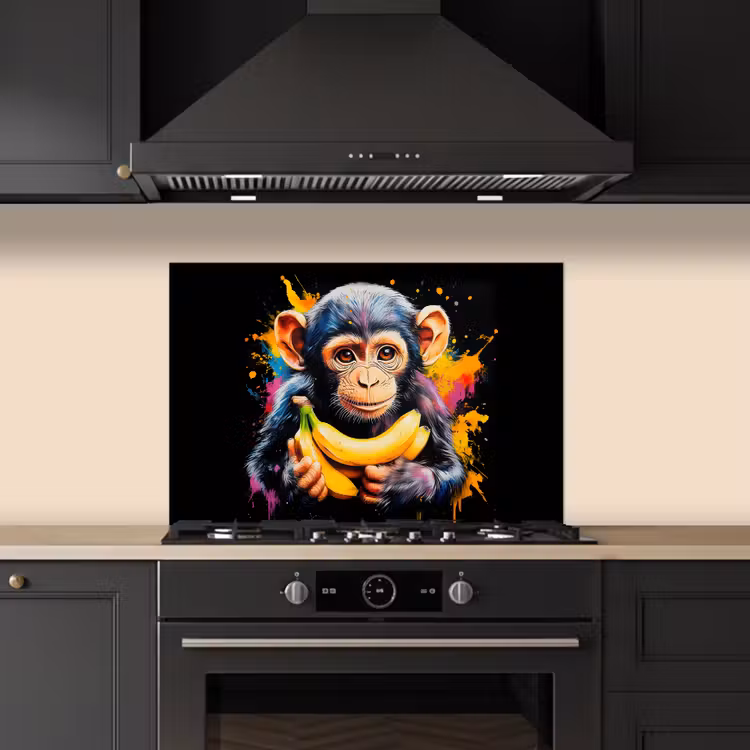 Kitchen splashback for hob - Monkey - Graffiti - Colorful - Bananas - Modern — 5