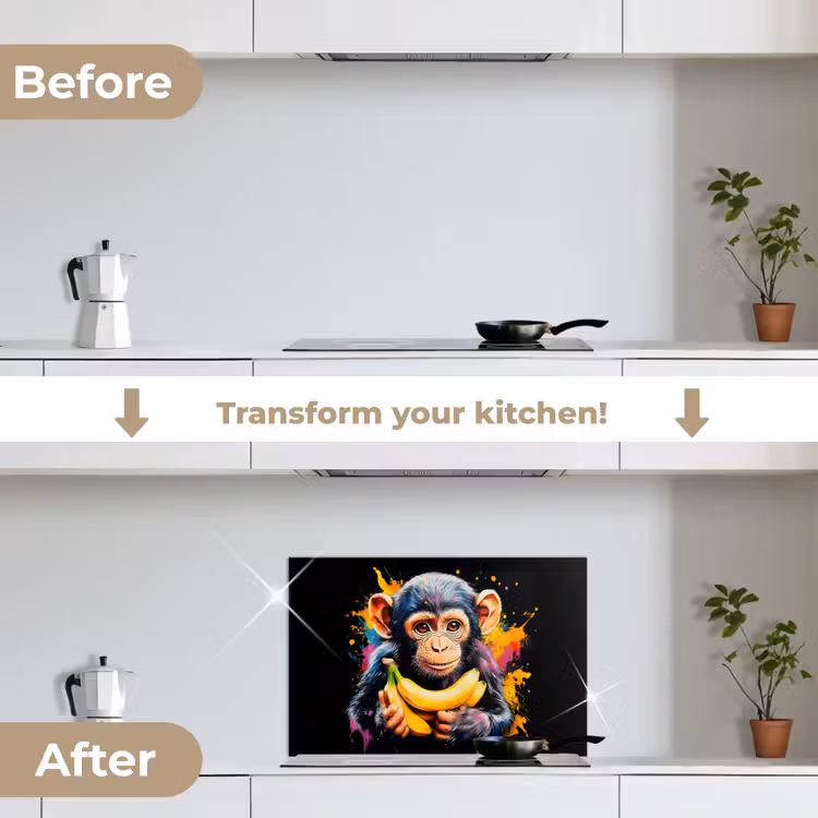 Kitchen splashback for hob - Monkey - Graffiti - Colorful - Bananas - Modern — 7