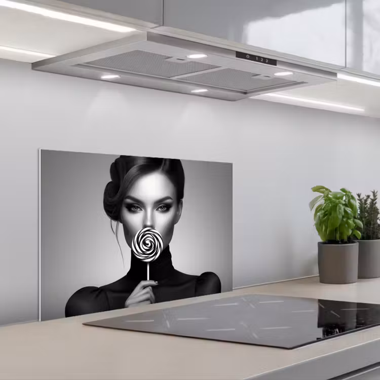 Kitchen splashback for hob - Woman - Lolly - Black — 1
