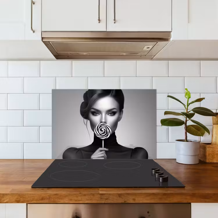 Kitchen splashback for hob - Woman - Lolly - Black — 3
