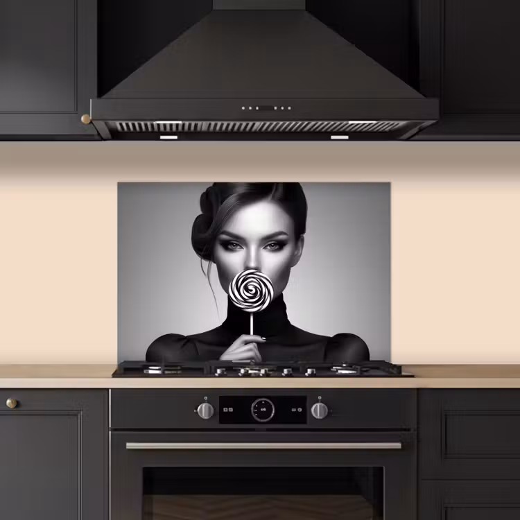 Kitchen splashback for hob - Woman - Lolly - Black — 5