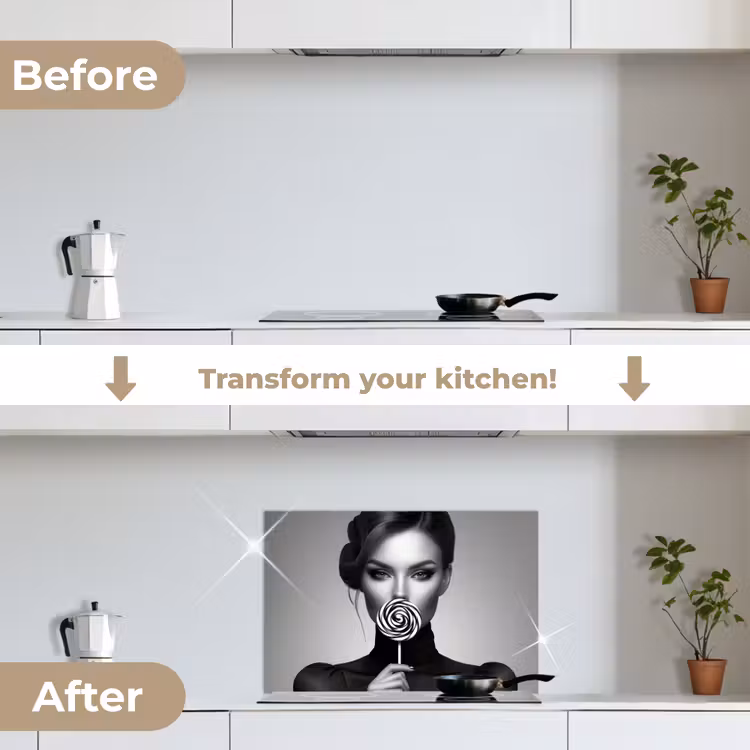 Kitchen splashback for hob - Woman - Lolly - Black — 7