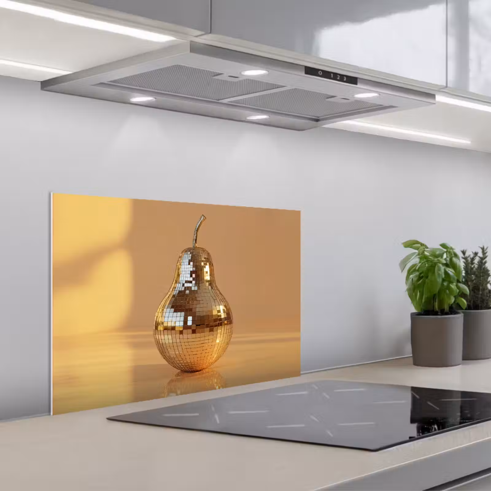 Kitchen splashback for hob - Gold - Disco - Glitter - Pear — 1