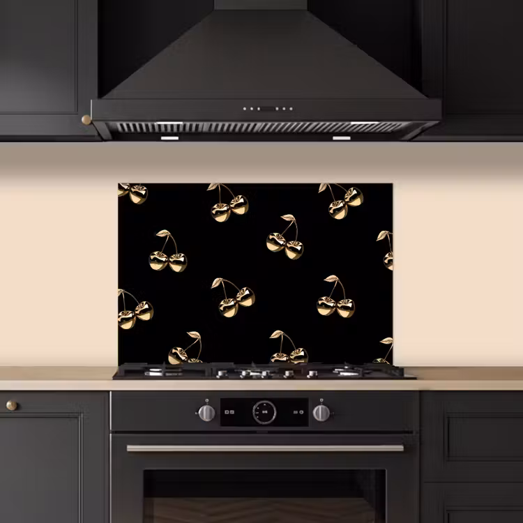 Kitchen splashback for hob - Pattern - Cherry - Gold - Chrome — 5