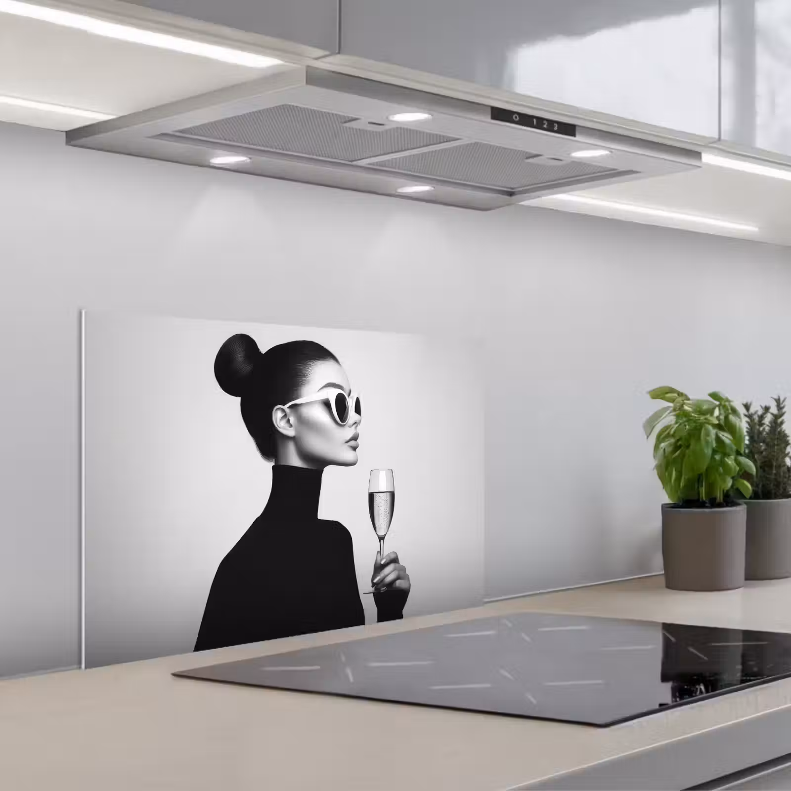 Kitchen splashback for hob - Woman - Champagne - Modern — 1