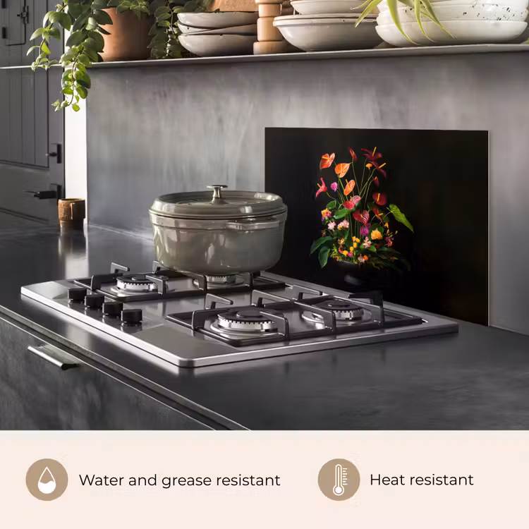 Kitchen splashback for hob - Flowers - Vase - Colorful — 2