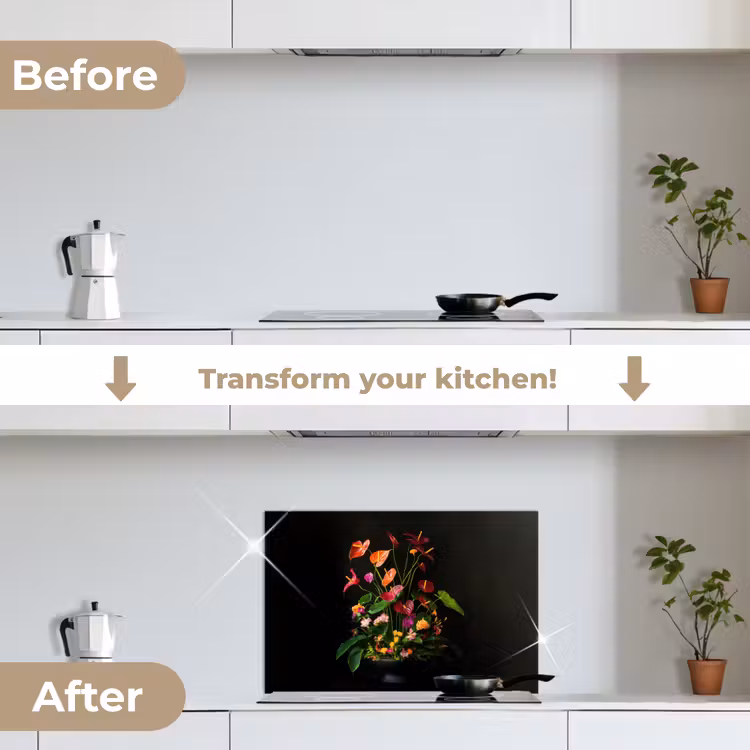Kitchen splashback for hob - Flowers - Vase - Colorful — 7