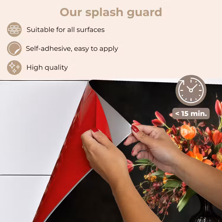 Kitchen splashback for hob - Ornate - Bouquet - Vase — 4