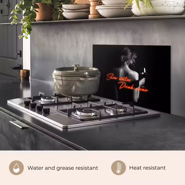 Kitchen splashback for hob - Wine - Woman - Neon - Quote — 2