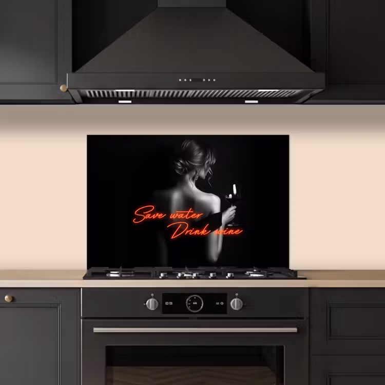 Kitchen splashback for hob - Wine - Woman - Neon - Quote — 5