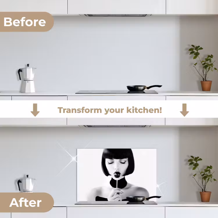 Kitchen splashback for hob - Woman - Lolly - Black - White — 7