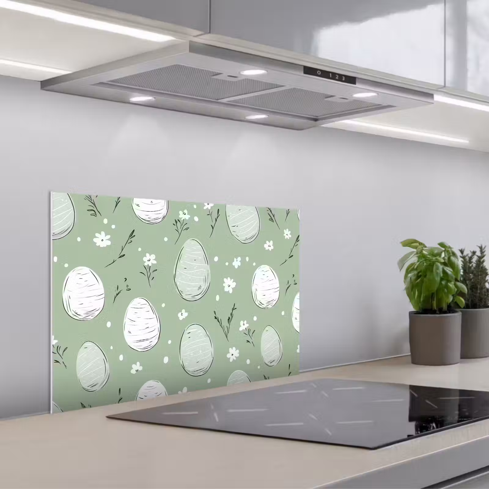 Kitchen splashback for hob - Green - Eggs - Pattern — 1