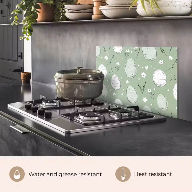 Kitchen splashback for hob - Green - Eggs - Pattern — 2
