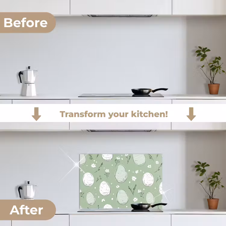 Kitchen splashback for hob - Green - Eggs - Pattern — 7